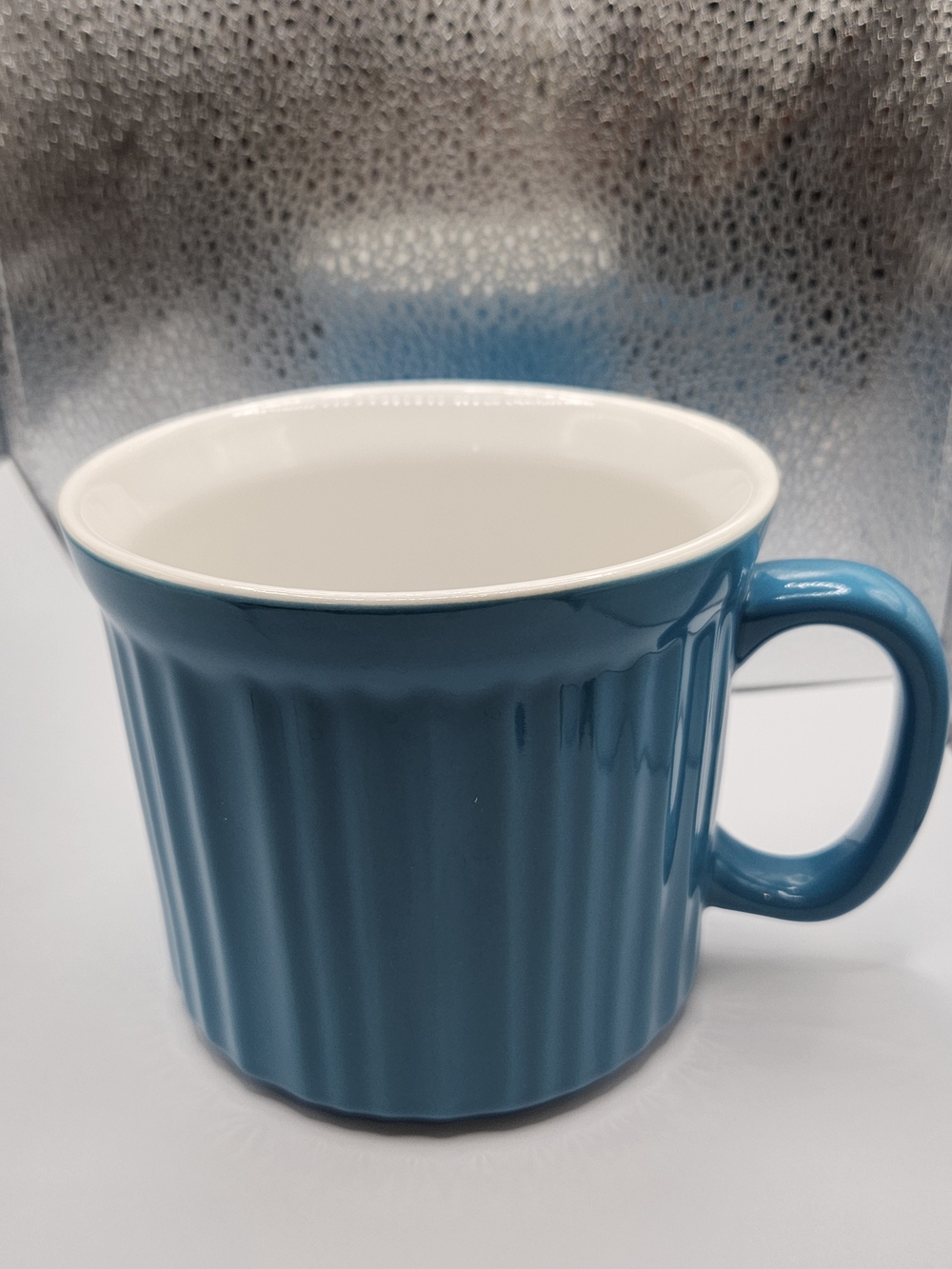 Corningware Teal Blue Ribbed Ceramic Soup Coffee Mug